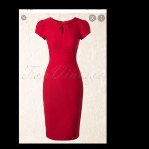 Stop Staring Red Bow Pencil Dress M